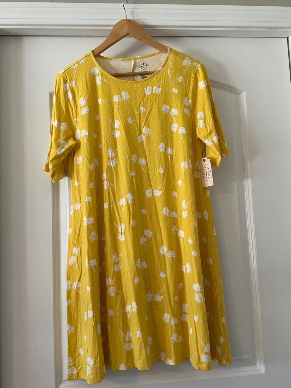 St. John's Bay Yellow Dress with White Floral Print